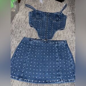 Denim skirt set
